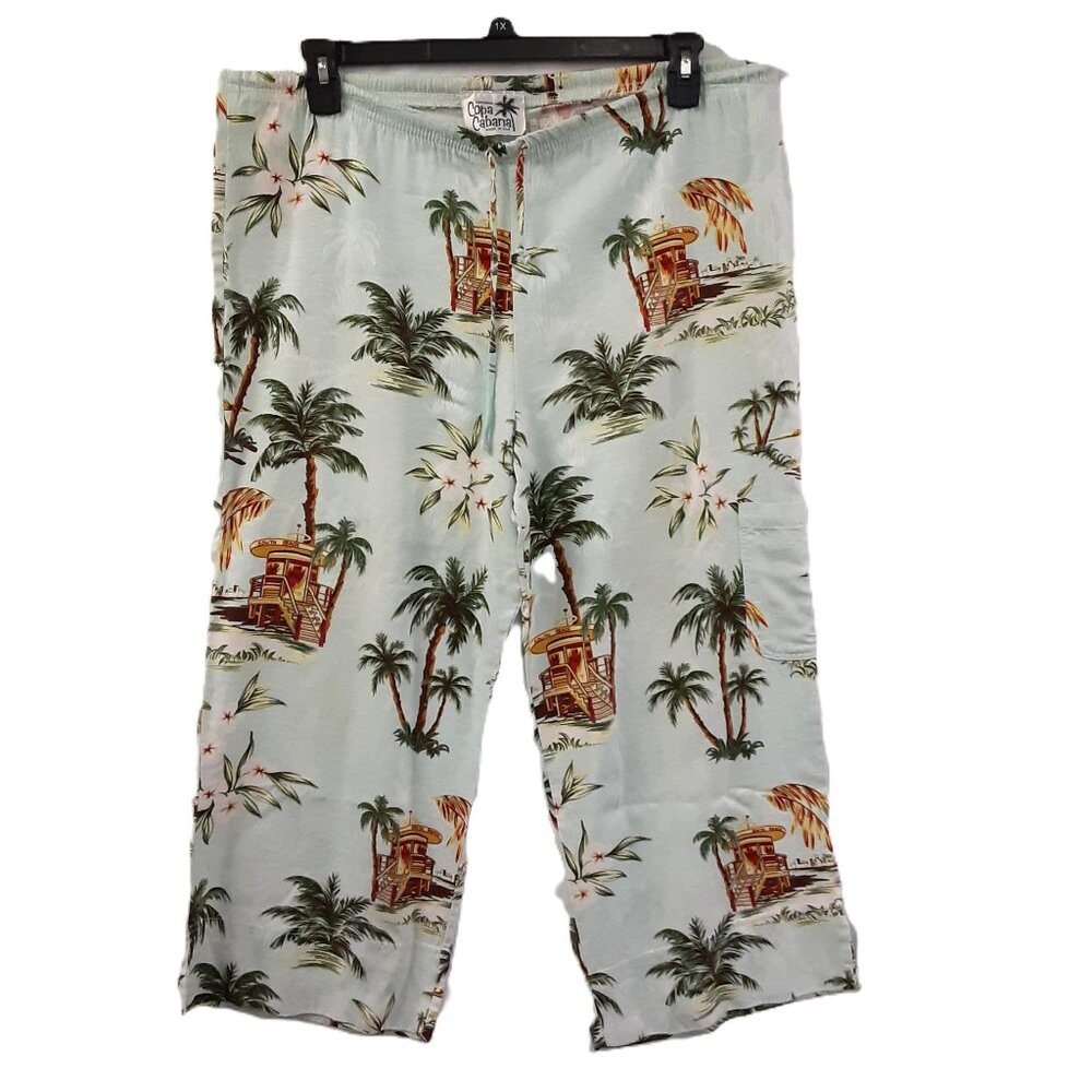 Copa Cabana Capri Pants Sz SMALL Drawstring Beach Vacation Cruise Pocket Vintage